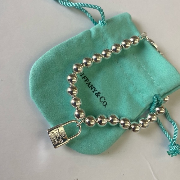Tiffany & Co. Silver Bead Bracelet with Padlock